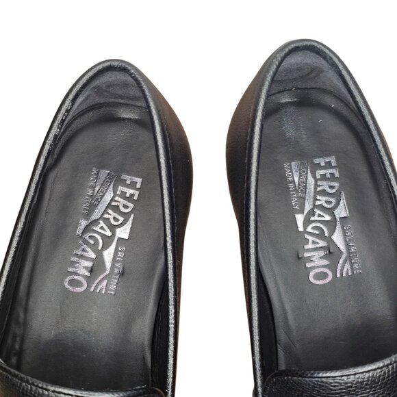 Salvatore Ferragamo Crown Nero Pebble Calf Loafer Mens Shoe Size 10.5 E With Box - Picture 13 of 17